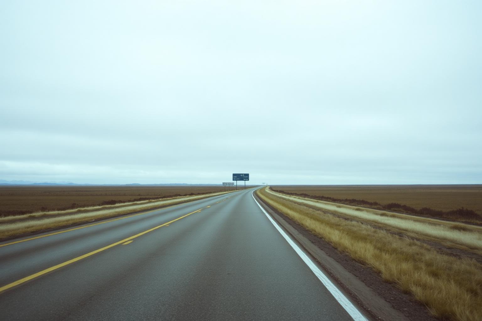 Empty Canadian highway under an overcast sky